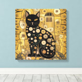 Golden Decorative Gustav Klimt Style Schwarze Katz Leinwanddruck (Insitu (Holzboden))