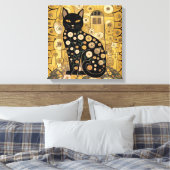 Golden Decorative Gustav Klimt Style Schwarze Katz Leinwanddruck (Insitu (Schlafzimmer))