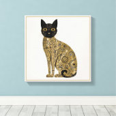 Golden Decorative Gustav Klimt Style Schwarze Katz Leinwanddruck (Insitu (Holzboden))