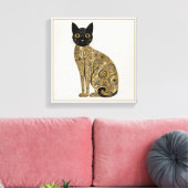 Golden Decorative Gustav Klimt Style Schwarze Katz Leinwanddruck (Insitu (Wohnzimmer))