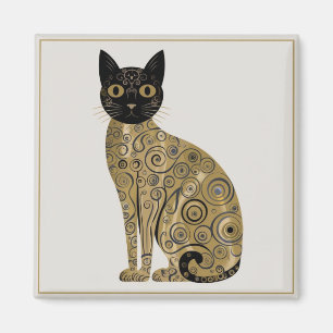 Golden Decorative Gustav Klimt Style Schwarze Katz Magnet