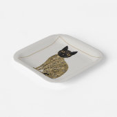 Golden Decorative Gustav Klimt Style Schwarze Katz Pappteller (Gewinkelt)
