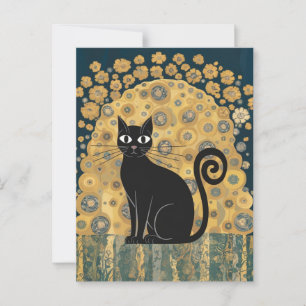Golden Decorative Gustav Klimt Style Schwarze Katz Postkarte