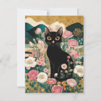 Golden Decorative Gustav Klimt Style Schwarze Katz