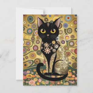 Golden Decorative Gustav Klimt Style Schwarze Katz Postkarte