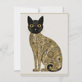Golden Decorative Gustav Klimt Style Schwarze Katz Postkarte