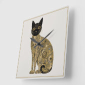 Golden Decorative Gustav Klimt Style Schwarze Katz Quadratische Wanduhr (Winkel)