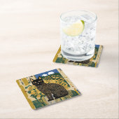 Golden Decorative Gustav Klimt Style Schwarze Katz Rechteckiger Pappuntersetzer (Vor Ort)