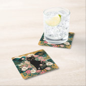 Golden Decorative Gustav Klimt Style Schwarze Katz Rechteckiger Pappuntersetzer (Vor Ort)