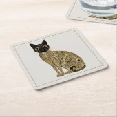 Golden Decorative Gustav Klimt Style Schwarze Katz Rechteckiger Pappuntersetzer (angewinkelt)