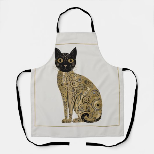 Golden Decorative Gustav Klimt Style Schwarze Katz Schürze (Vorderseite)