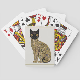 Golden Decorative Gustav Klimt Style Schwarze Katz Spielkarten
