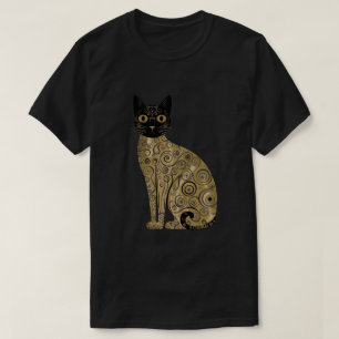 Golden Decorative Gustav Klimt Style Schwarze Katz T-Shirt