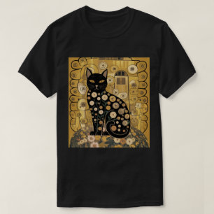Golden Decorative Gustav Klimt Style Schwarze Katz T-Shirt
