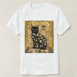 Golden Decorative Gustav Klimt Style Schwarze Katz T-Shirt