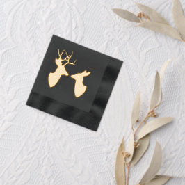 Golden Deer Buck and Doe Silhouettes Servietten Mit Folie