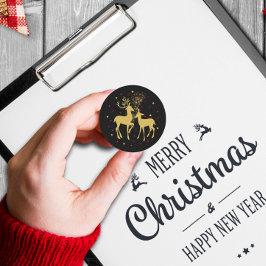 Golden Deer Couple Silhouetten Runder Aufkleber