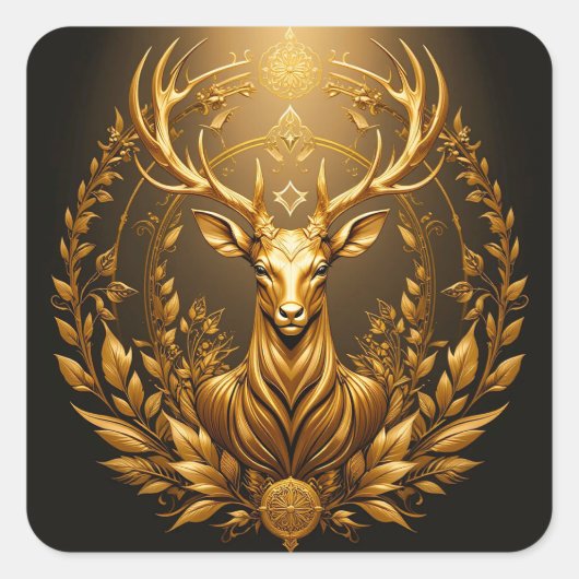 Golden Deer Emblem Quadratischer Aufkleber (Vorderseite)