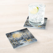 Golden Deer Glasuntersetzer (Schrägansicht)