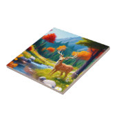 Golden Deer Stehend im Wald-987679 Fliese (Seite)