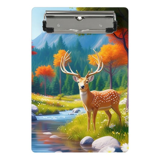 Golden Deer Stehend im Wald-987679 Mini Klemmbrett (Vorderseite)