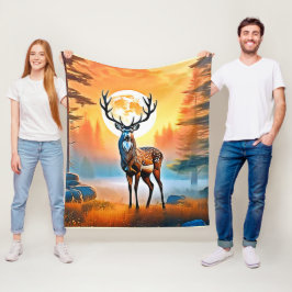 Golden Deer Twilight Peak Fleecedecke