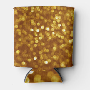 Golden defokussierter Glitzer, funkelnde Textur. Dosenkühler