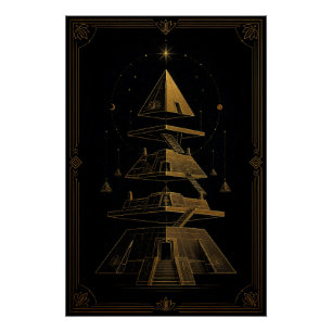 Golden dekonstruierte Pyramiden Ägyptische Kunst P Poster