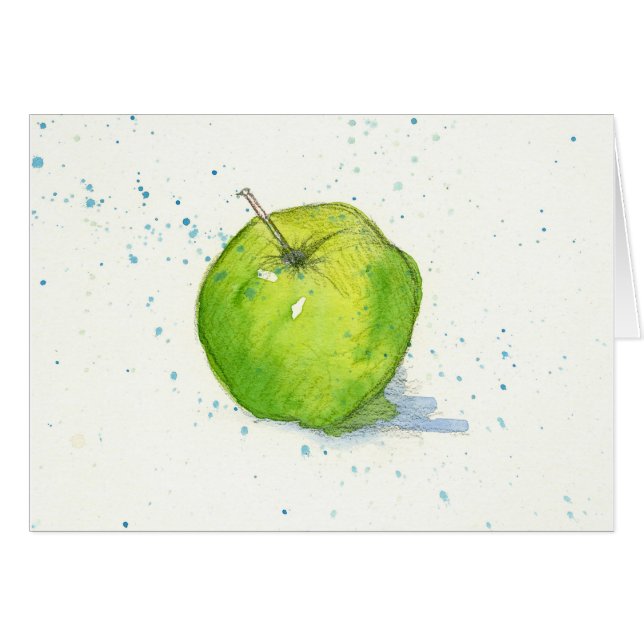 Golden Delicious Green Apple Wasserfarbe Malerei (Vorderseite (Horizontal))