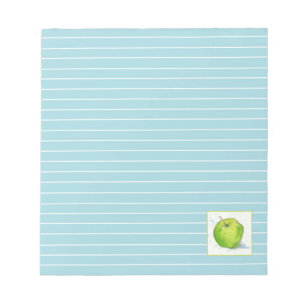 Golden Delicious Green Apple Watercolor Blau Linde Notizblock