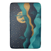 Golden Desert Nightscape - Abstrakte Kakteen Art Badematte (Vorderseite Vertikal)