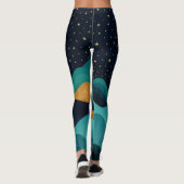 Golden Desert Nightscape - Abstrakte Kakteen Art Leggings (Rückseite)