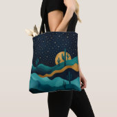 Golden Desert Nightscape - Abstrakte Kakteen Art Tasche (Von Nahem)