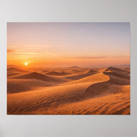 Golden Desert Sand Dunes Sunset Horizon Poster (Vorne)