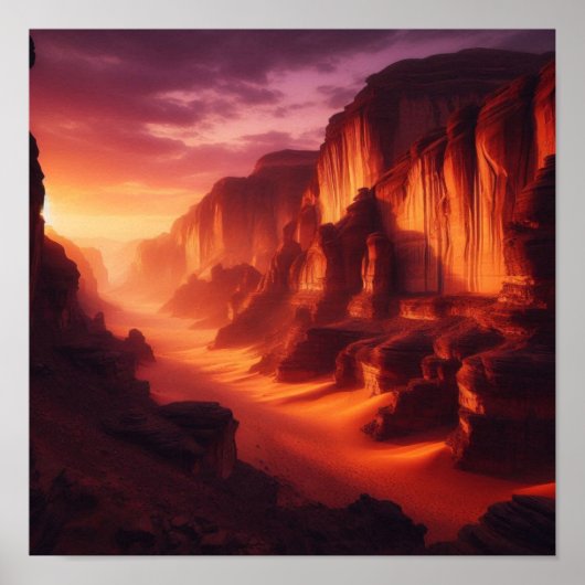 Golden Desert Touching Silent Canyon at Twilight Poster (Vorne)