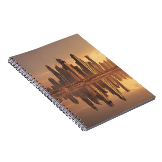 Golden Desk Skyline Reflection Notebook Notizblock (Rechte Seite)
