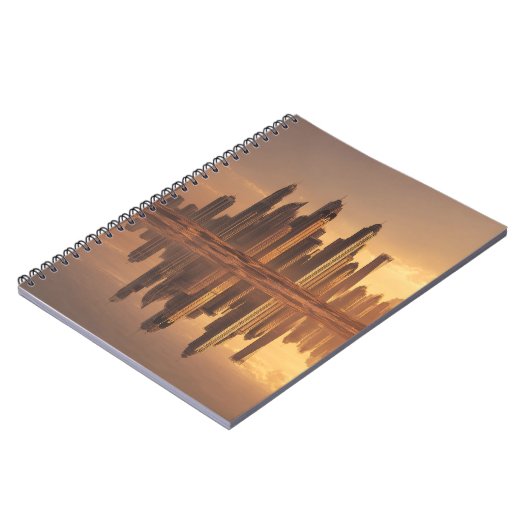 Golden Desk Skyline Reflection Notebook Notizblock (Linke Seite)