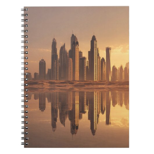Golden Desk Skyline Reflection Notebook Notizblock (Vorderseite)