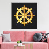 Golden Dharma Whebuddhismus und Hinduismus-Symbol Leinwanddruck (Insitu (Wohnzimmer))