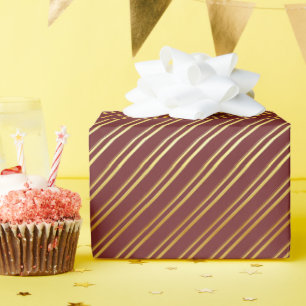 Golden Diagonal Streifen auf BROWN oder Ihrer eige Geschenkpapier
