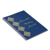 Golden Diamond Damask Blue Wedding Journal Notizblock (Rechte Seite)