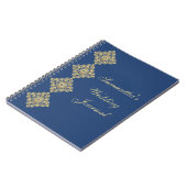 Golden Diamond Damask Blue Wedding Journal Notizblock (Linke Seite)
