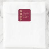 Golden Diamond Damask Wedding Quadratischer Aufkleber (Tasche)