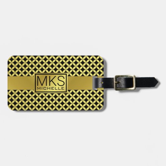 Golden Diamond Dot Mit Monogramm Gepäckmarke Gepäckanhänger (Vorderseite horizontal)