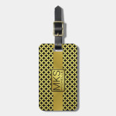 Golden Diamond Dot Mit Monogramm Gepäckmarke Gepäckanhänger (Vorderseite vertikal)