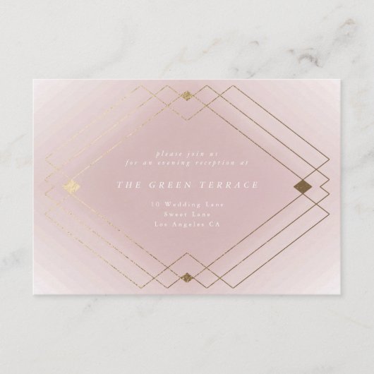 Golden Diamond Pink Geometric Deko Gatsby Wedding Begleitkarte (Vorderseite)