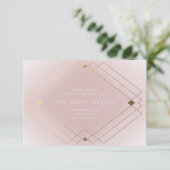Golden Diamond Pink Geometric Deko Gatsby Wedding Begleitkarte (Stehend Vorderseite)