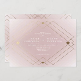 Golden Diamond Pink Geometric Deko Gatsby Wedding Einladung