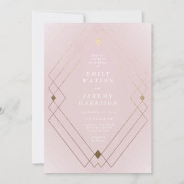 Golden Diamond Pink Geometric Deko Gatsby Wedding Einladung
