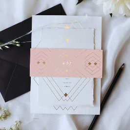 Golden Diamond Pink Geometric Deko Gatsby Wedding Einladungsbanderole